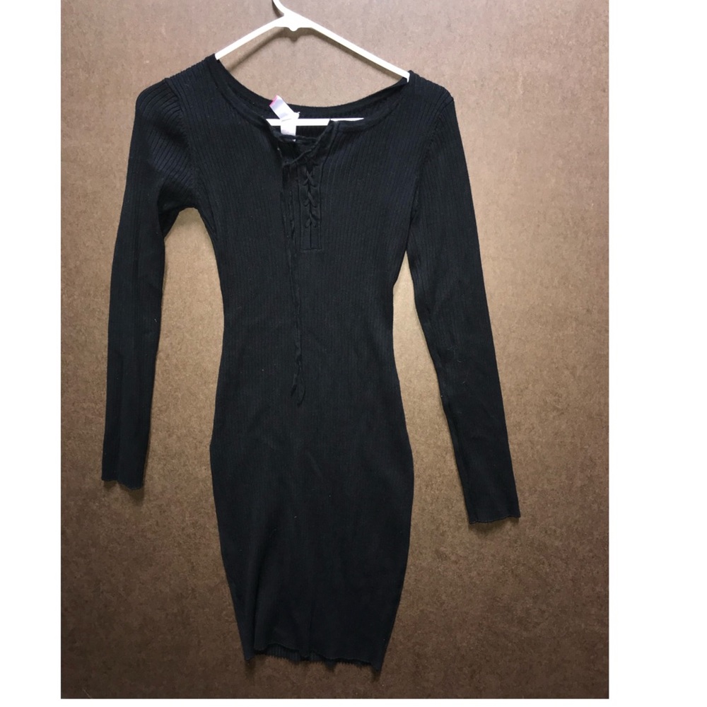 Black rubbed bodycon dress